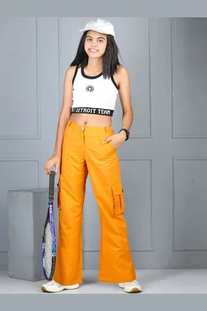 Cutiekins Girls Solid Mid-Rise Cargos Trousers