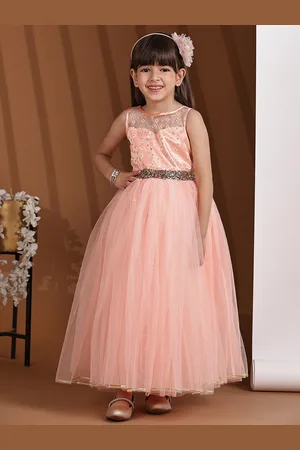 Toy Balloon Kids Girls Net Embellished Round Neck Sleeveless Fit & Flare Maxi Dress