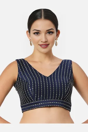 Biyu Women Embroidered V- Neck Saree Blouse