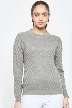 CREATIVE LINE Women Woollen Self Desgin Knitted Top