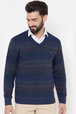 Duke Men Striped V-Neck Pullover
