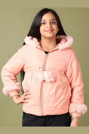 V-Mart Girls Hooded Solid Cotton Casual Puffer Jacket
