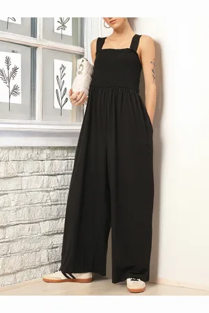 DressBerry Starry-Eyed Style Shoulder Straps Smocked Basic Jumpsuit