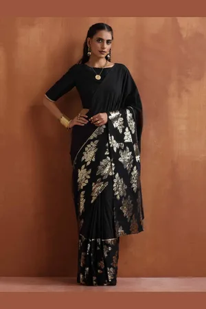 trueBrowns Floral Embellished Pure Cotton Ready to Wear Saree