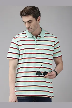 ColorPlus Striped Polo Collar Pure Cotton T-shirt