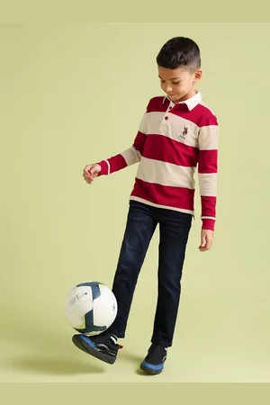 Ralph Lauren Boys Striped Polo Collar Pure Cotton T-shirt