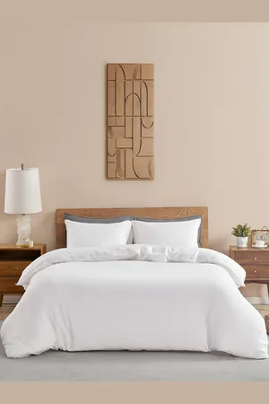 HOMEMONDE White 210 TC Cotton Single Duvet Cover With Corner Ties