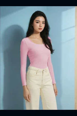 KOTTY Women Scoop Neck Long Sleeves Casual Top