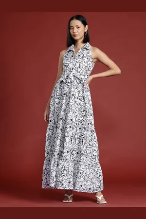 all about you Abstract Printed Tiered Tie-Up Maxi Dress