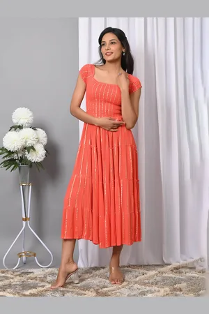 IQRAAR Women Self Design Square Neck Dress