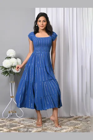 IQRAAR Women Square Neck Fit & Flare Dress