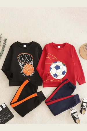Googo Gaaga Boys Pack Of 2 Printed Round Neck Purre Cotton Sweatshirt With Joggers