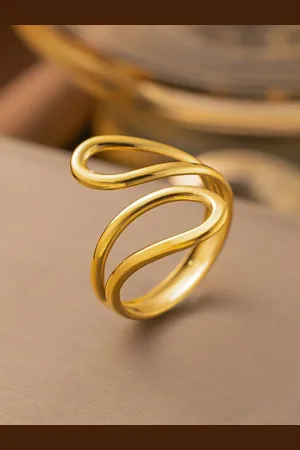 Myki Gold-Plated Stainless Steel Splashy Adjustable Finger Ring