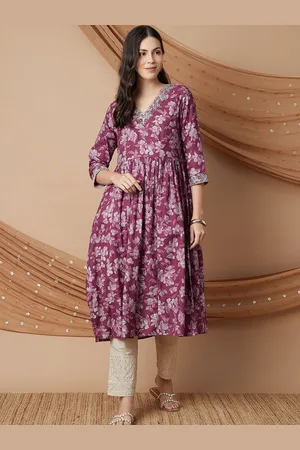 Lifestyle Floral Printed V-Neck Anarkali Kurta