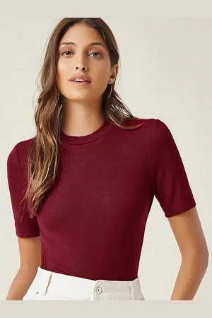 KOTTY Women High Neck Short Sleeves Top