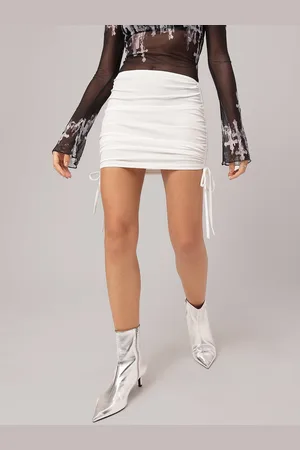 DressBerry Ivory Whimsy Ruched Mini Skirt