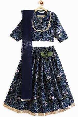 Campana Girls Floral Printed Sequinned Ready to Wear Lehenga & Blouse With Dupatta