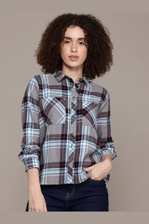 Roadster The Lifestyle Co. Chest Pocket Detail Checked Flannel High-Low Shirt