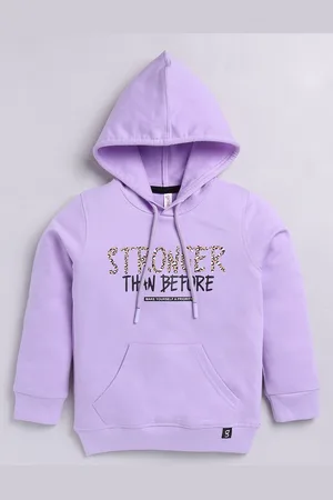 Ginie Girls Typography Printed Hooded Sweatshirt