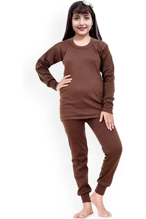 BAESD Kids Wool Round Neck Long Sleeves Thermal Set