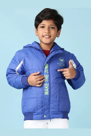 V-Mart Boys Hooded Typography Printed Cotton Casual Puffer Jacket