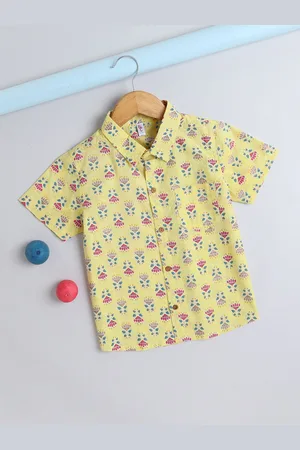 The Magic Wand Boys Comfort Cutaway Collar Floral Printed Cotton Casual Shirt