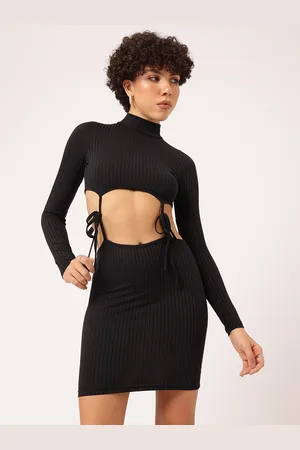 DressBerry Goth Girl High Neck Ribbed Linked Co-ords