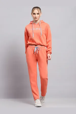 Monte Carlo Women Typography Printed Hooded Mid-Rise Casual Tracksuits