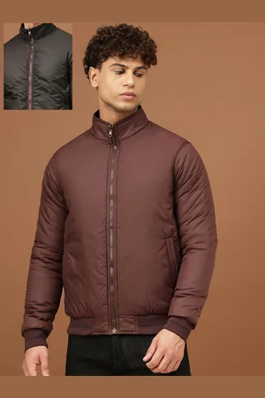 Richlook Men Mock Collar Solid Casual Padded Reversible Jacket