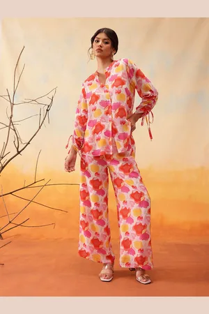 indo street Floral Printed Shirt With Trousers