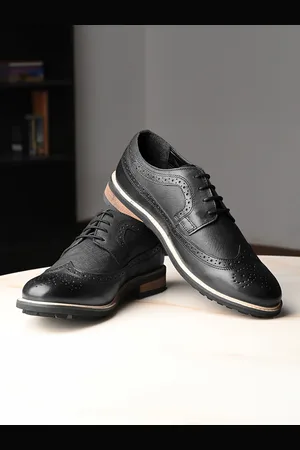 LOUIS STITCH Men Jet Black Egyptian Crust Leather Lace-Up Brogues