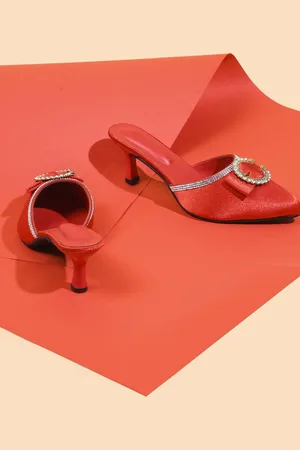 TRY ME Women Embellished Kitten Heel Mules