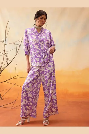 indo street Floral Printed Top With Trousers