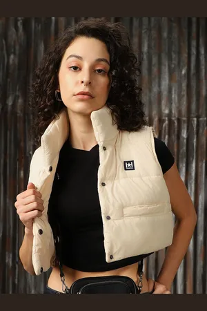High Star Women Mock Collar Solid Casual Padded Jacket
