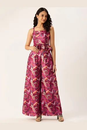 Ethnovog Floral Printed Top With Palazzos