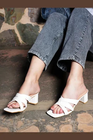 Mast & Harbour White Open Toe Block Heels
