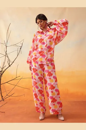 indo street Floral Printed Shirt With Trousers