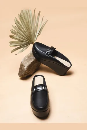TRY ME Women Round Toe Wedge Heel Mules