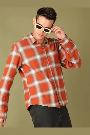 V-Mart Men Spread Collar Checked Cotton Casual Shirt