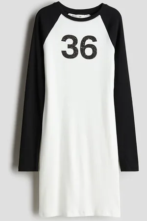 H&M Girls Printed Raglan-Sleeved Dress