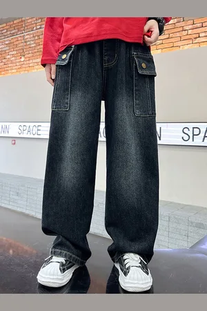 LULU & SKY Boys Comfort Wide Leg High-Rise Light Fade Jeans