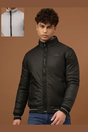 Richlook Men Mock Collar Solid Casual Bomber Reversible Jacket