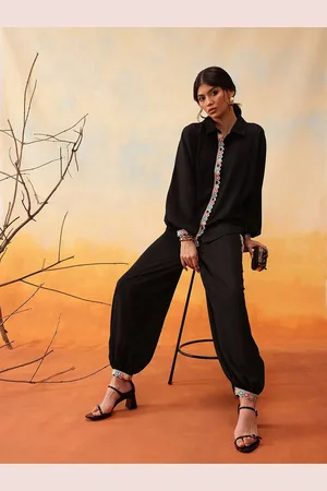 indo street Mandarin Collar Shirt With Trousers