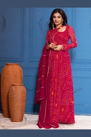 Nüd Bandhani Printed Gotta Patti Georgette Anarkali Kurta