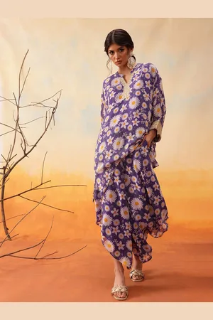 indo street Floral Printed Shirt Collar Top With Palazzos