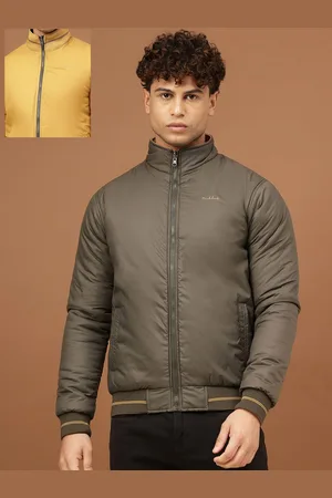 Richlook Men Mock Collar Solid Casual Bomber Reversible Jacket