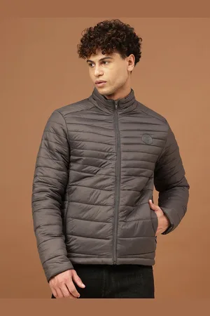 Richlook Men Mock Collar Solid Casual Padded Jacket