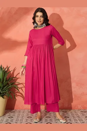 InWeave Women Anarkali Calf Length Kurta With Trousers