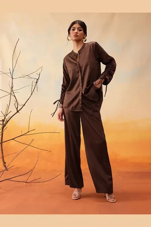 indo street Mandarin Collar Shirt With Trouser Co-Ords