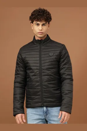 Richlook Men Mock Collar Solid Casual Puffer Jacket
